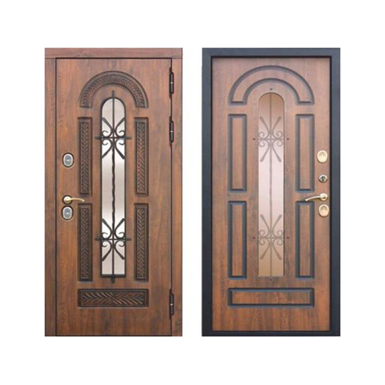Porta d'ingresso esterna russa in acciaio e legno